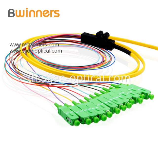 Single Mode 12 Core Scapc Ribbon Optic Cable Pigtail